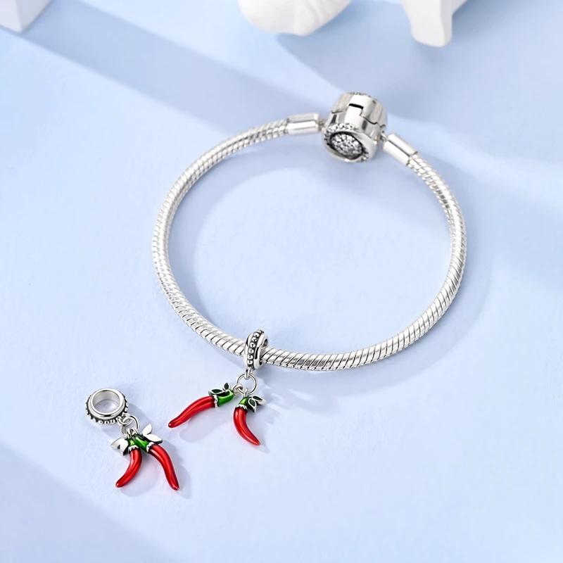 Red Heart Playing Card Original Copper Pendant Chili Pepper Bead Fit Bracelet Women Jewelry Diy Accessory Valentine Day Gift