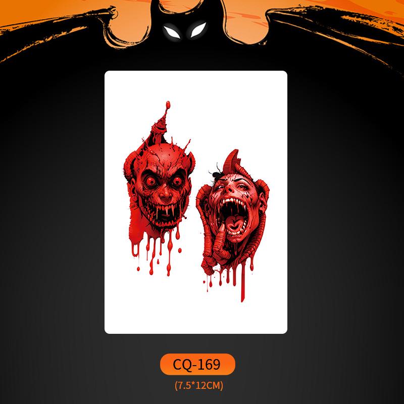 2024 Новые Хэллоуин Страшные Наклейки Татуировки Лица с Большим Ртом - Смешные, Водонепроницаемые, Цветной Вечерний Макияж