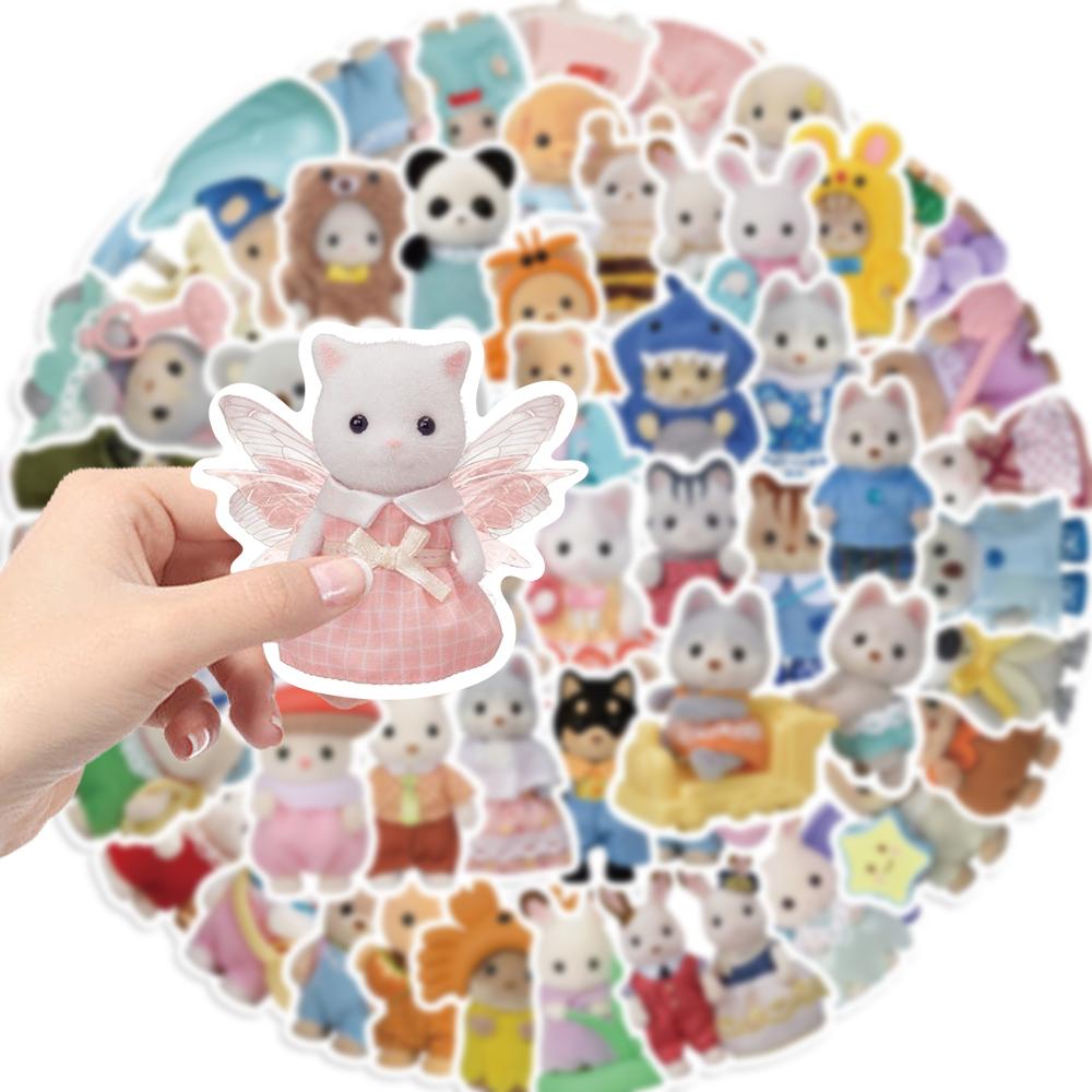 55 шт. Наклейки Calico Critters Милый Мультяшный Кружка Ноутбук Компьютер Багаж Декор Водонепроницаемые Наклейки