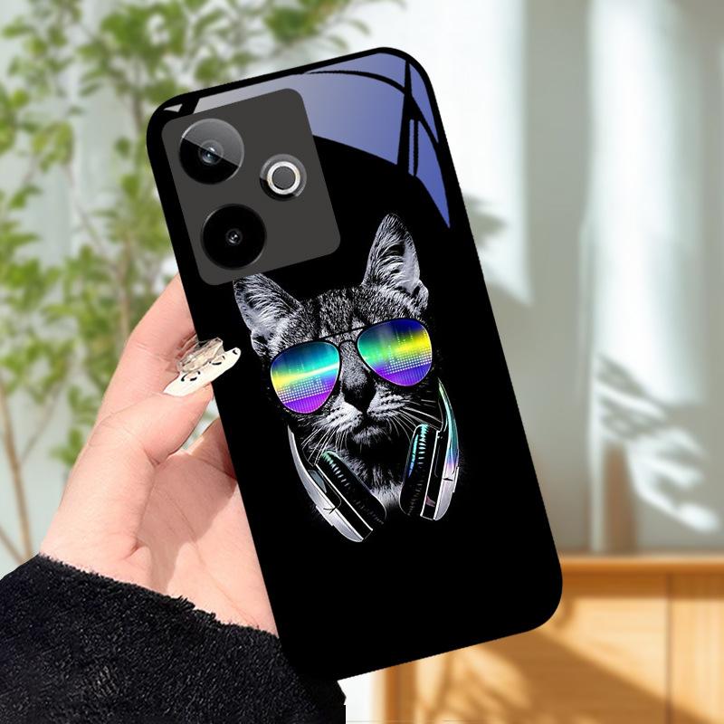 Для Realme GT7 5G Чехол Роскошный Чехол с Рисунком Закаленное Стекло Чехол для Телефона Для Realme GT 7 Fundas Жесткий PC Ударопрочный Корпус Бампер