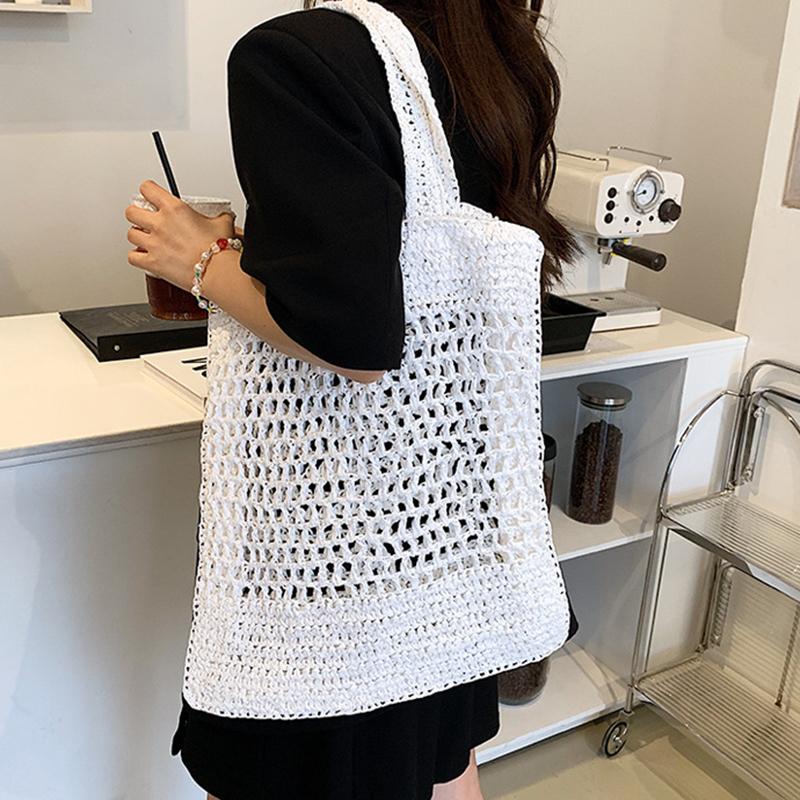 Yogodlns Летняя тканая полая сумка на плечо для женщин ярких цветов, дорожная, морская, пляжная, повседневная большая сумка