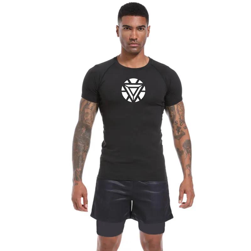 Весна и лето Мужская футболка для фитнеса и бега Футболка для спортзала Быстросохнущая Футболка с короткими рукавами с принтом Дышащая Футболка с короткими рукавами S-3XL