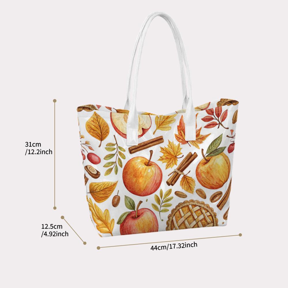 Fall Apple Pattern Tote Bag Autumn Daily Use Handbag