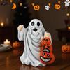 Pumpkins And Ghost Figurine Resin Spooky Halloween Ghost Decor Garden Sculptures For Haunted House School Classroom Bedroom Fall