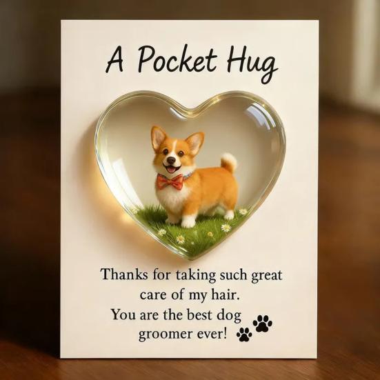 Карманные обнимашки для грумеров с поздравительной открыткой Акриловое сердце Карманные обнимашки для грумеров