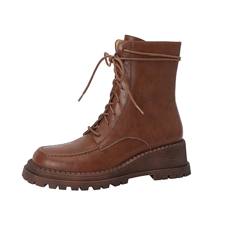 Модные новые ботильоны на платформе из спилковой кожи, женские ботинки с круглым носком, короткие ботинки из овчины для женщин, на высоком каблуке, зимние ботфорты до колена для женщин