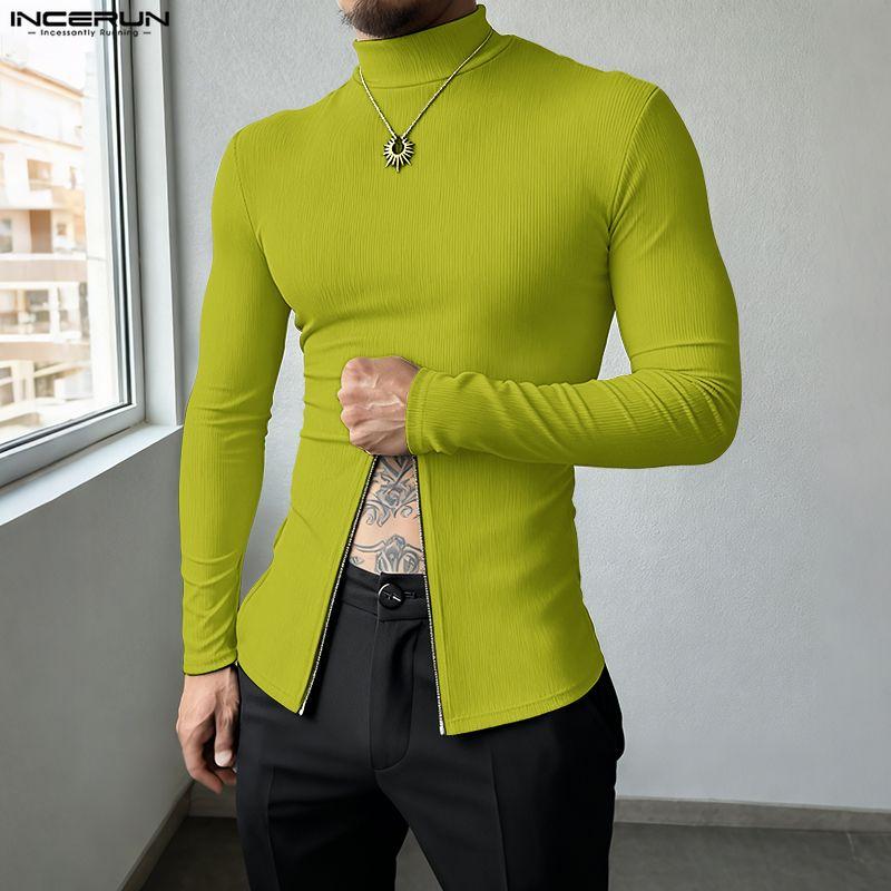 INCERUN Весна Мужской Водолазка Длинный Рукав Приталенный Пуловер Топы Майки