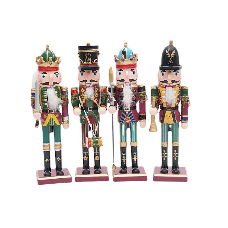 30cm Nutcracker Puppet Soldier Ornament Doll Merry Christmas Decoration Creative Gift Wooden Handicrafts Desktop Cute Ornament