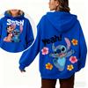 Lilo & Stitch Women's Hoodie Sweatshirt Autumn Winter Warm Top with Cute Cartoon Floral Prints for Fashion Street Casual Top