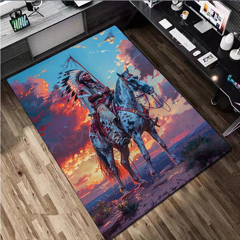 1Pc Native American Rug - Home carpet Office Decorative Carpet For Living Room Bedroom Door Mat Floor Rug Computer Chair Area Rug