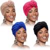 4PCS/LOT Muslim Women Turban Hat Knot Headwrap Ladies Hair Cover Bonnet Beanie African Headscarf Chemo Cap Bandanas
