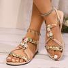 Fashion Summer New Open Toe Women's Sandals 2025 Fashion Mixed Colors String Bead Flower Design Shoes Women Casual Beach Flat Sandals
