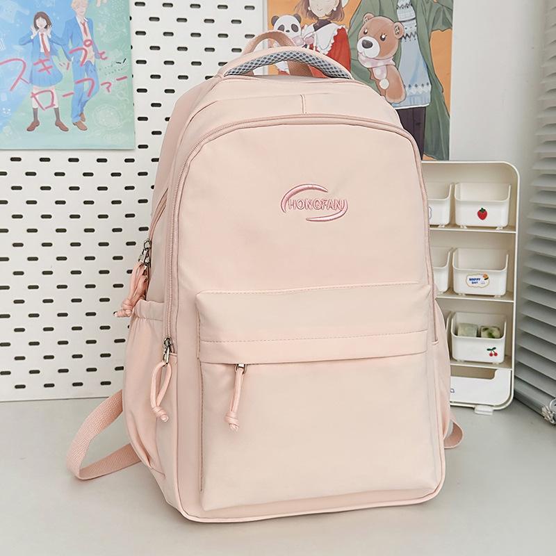 Школьный рюкзак Дорожная сумка Однотонный Простой Модный Девочка Универсальный Ученик средней школы Студент колледжа Школьная сумка Рюкзак