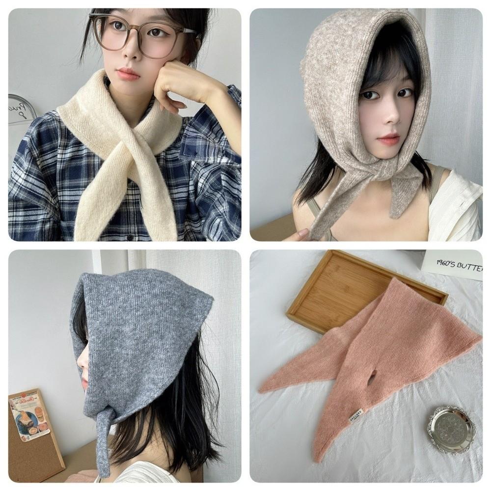 New Windproof Neck Warmer Coldproof Triangular Neckerchief Warm Knitted Scarves Bib Autumn and Winter