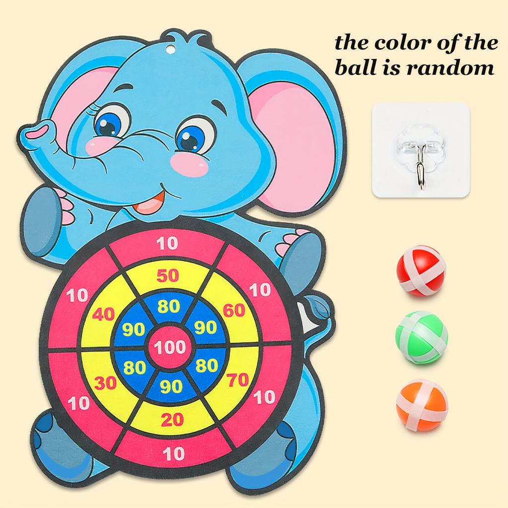 Children's Elephant Sticky Ball Dart Board Cartoon Pattern Ball Toys Parent-Child Interaction Throwing Target Ball