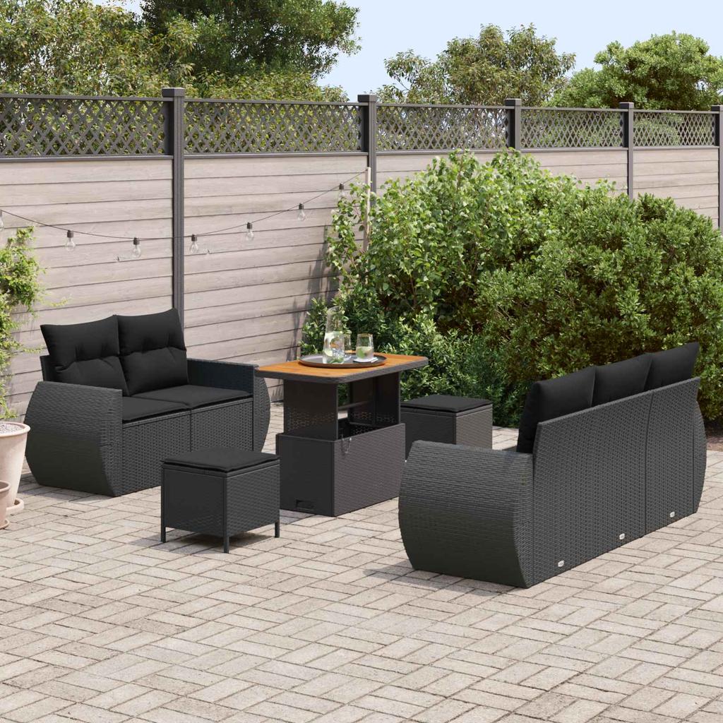 Garden Sofa Set 8 pcs Black Poly Rattan