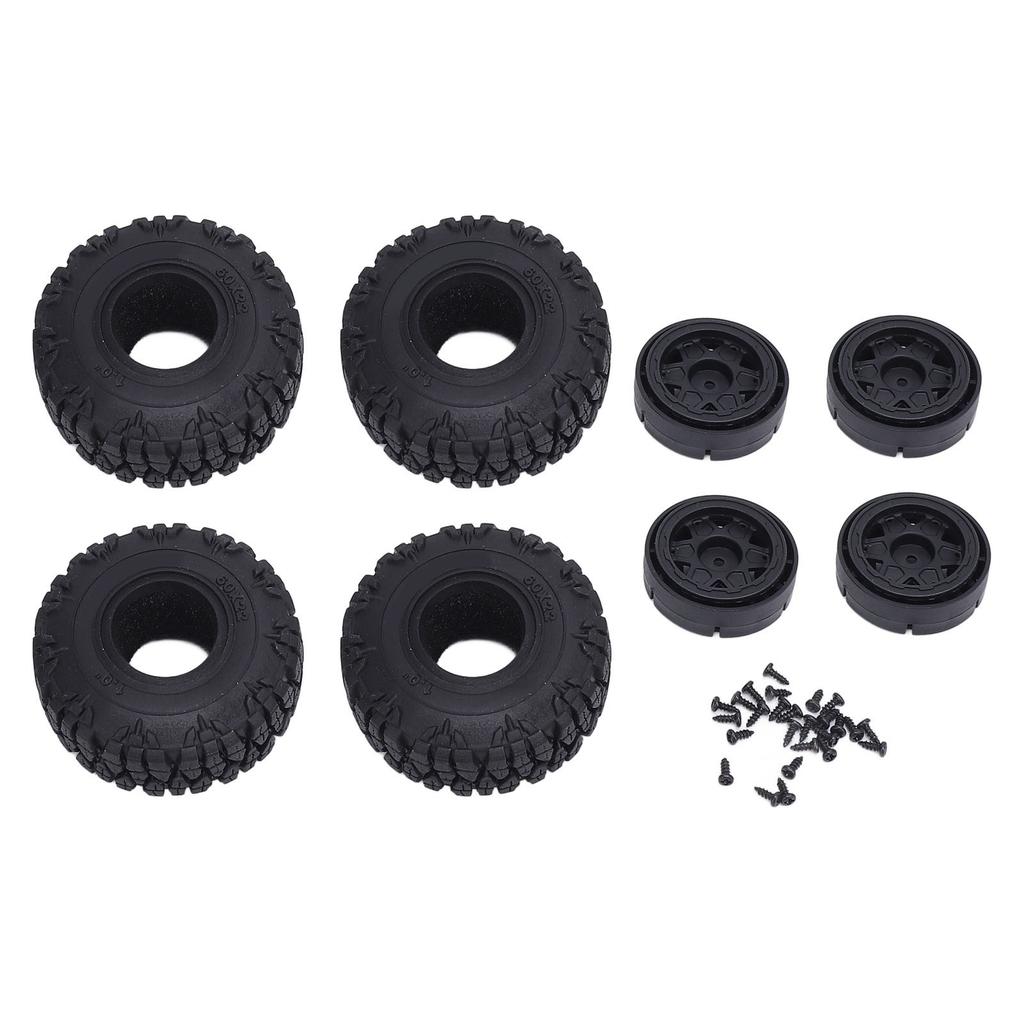 RC Wheel Tire with Hub Plastic Enhanced Handling High Simulation RC Crawler Tire for Axial SCX24 1/24 RC Wheel Tire