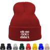 О нет, ты этого не сделал" Зимняя вязаная шапка-бини, белая женская шапка с надписью, объемная, эластичная, стильная вязаная шапка-бини