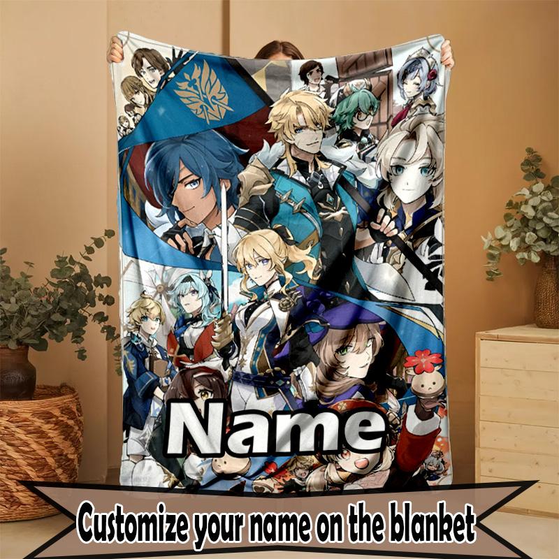 Custom Name Personalized Genshin Impact Print Blanket, Home Decor, Bedroom, Sofa, Camping, Couch, Gifts for Birthday Christmas