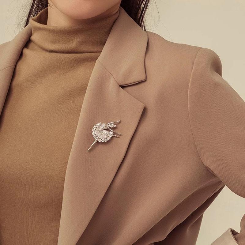 Брошь «Балерина» высокого класса, Женственный шарм, Небликующая булавка, Трендовая, Милая и Креативная