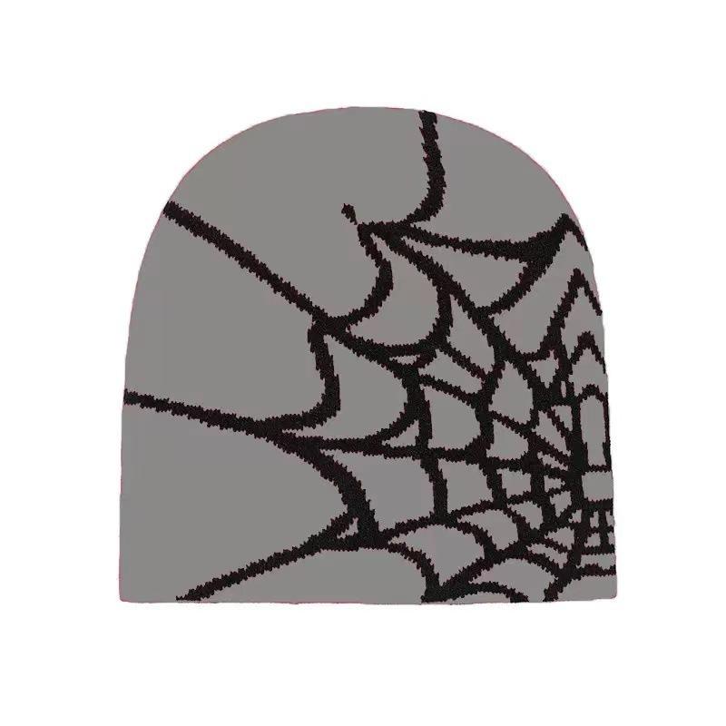 Dark wind spider web jacquard knitted hat, European and American hip hop street cold hat, Halloween personalized pullover