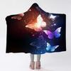 Butterfly Black Purple Soft Flannel Thermal Hooded Blanket Home Outdoor Office Essential Blanket