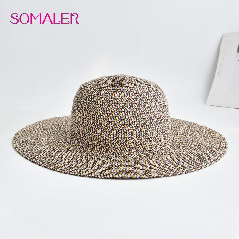 SOMALER Летние соломенные шляпы от солнца для женщин. Пляжные шляпы с широкими полями и защитой от ультрафиолета.