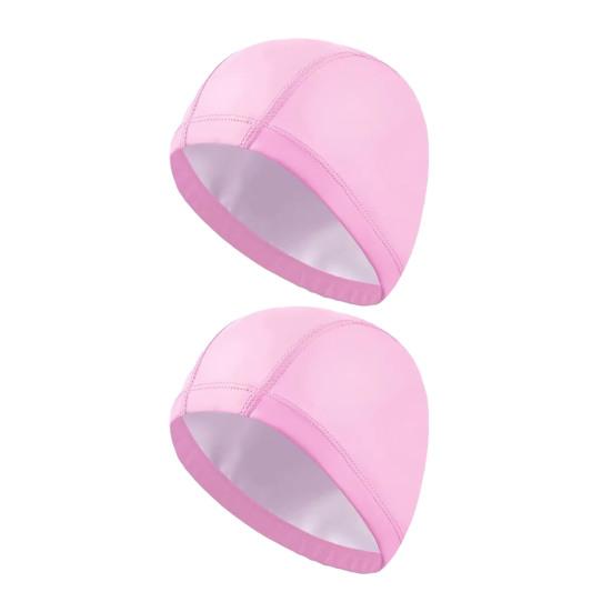 2Pcs Adults Swim Cap Water Resistant Elastic Breathable Long Short Hair Swimming Hat Solid Color Men Women Swimming Pool Cap