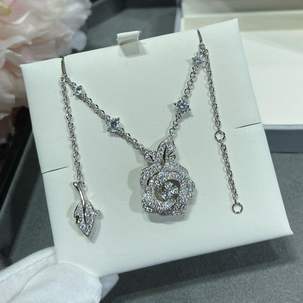 Винтажное колье женское горячего бренда, роскошные украшения для женщин, дизайнерская подвеска, чистое серебро 925 пробы, колье с цветком из розового золота