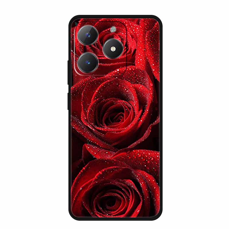 Чехол для телефона Realme Narzo N61 N 61 Coque Цветы Черный Силиконовый Мягкая Задняя Крышка Для Realme Note 60 Чехол Note60 Funda Сумки Capa