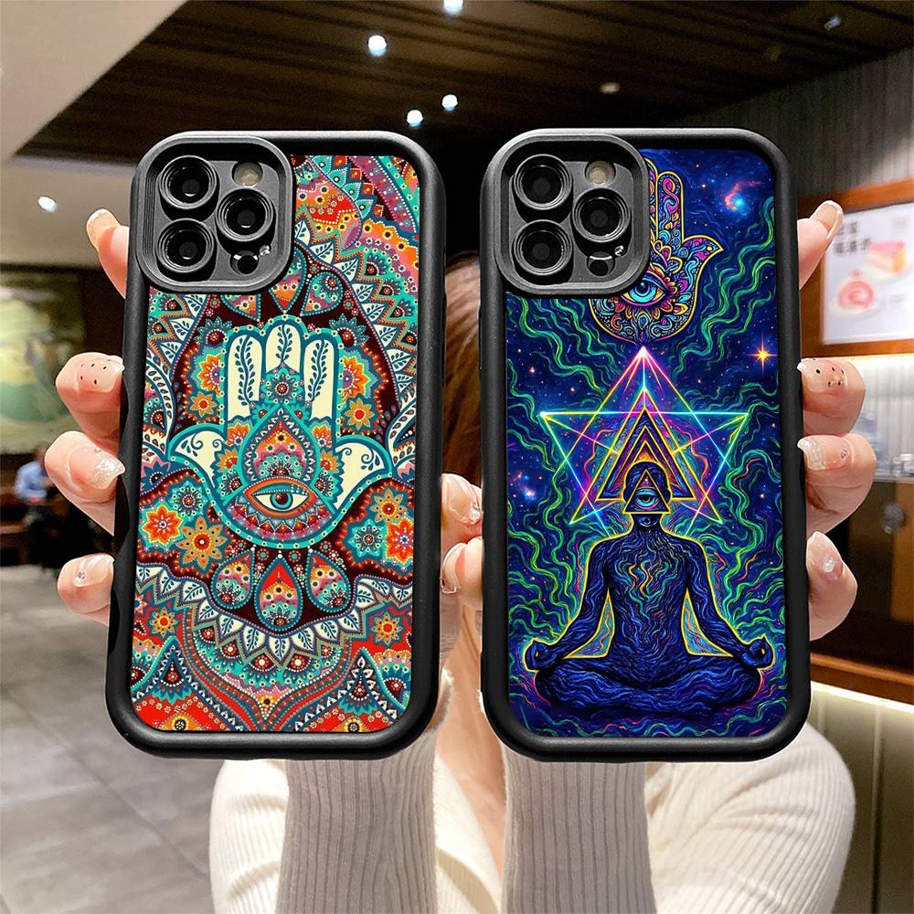 Чехол для телефона с мандалой, чакрами, йогой для IPhone 17 16 15 14 13 12 Pro Max Plus Air Черный Полное покрытие ТПУ