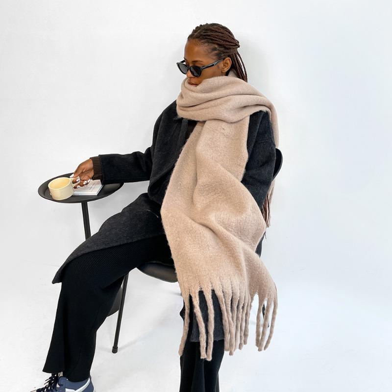 New Mohair Scarf Vacuum Packaging Women's Autumn and Winter Solid Color Warm Scarf