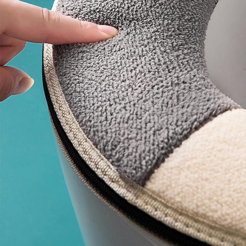 Теплый чехол на сиденье унитаза, универсальный коврик для туалета с ручкой, двухцветный милый коврик в форме кошки, чехол на сиденье унитаза, аксессуары для ванной комнаты