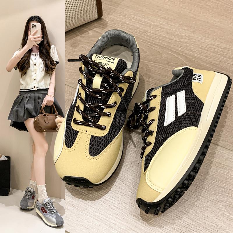 Fashion Women Lace Up Running Shoes Sporty Outdoor Fabric Sneakers Comfort Lightweight Non Slip Athletic Shoes for Gym Work Casual