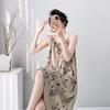 Suspender nightgown women's summer sexy long can wear cotton silk pajamas spring and autumn thin high-end loungewear