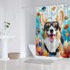 Corgi Scuba Diving Shower Curtain Playful Corgi Tropical Fish Coral Reefs Colorful Design Polyester Washable With Hooks
