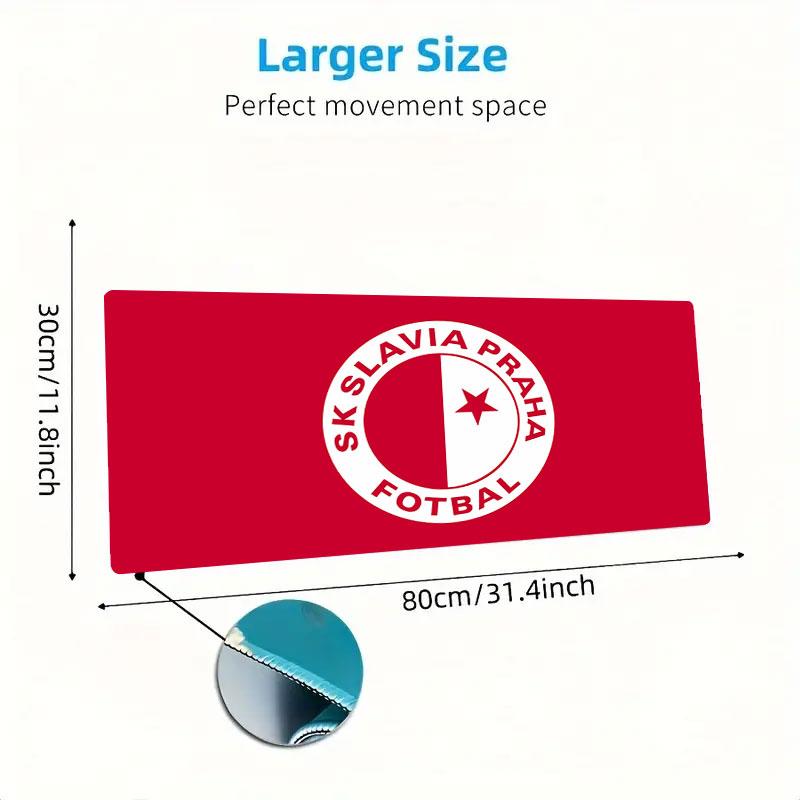 SK Slavia Praha Mouse Pad, Large Gaming Desk Mat, Non-slip XXL Mousepad for Laptop & Tablet, Mini PC Playmat with Stitched Edges