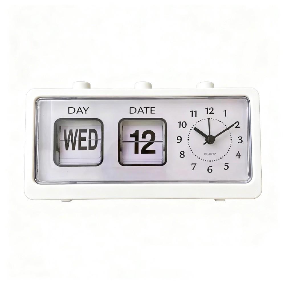 Electronic Manual Page-flipping Calendar Clock Date Week Table Clock Mechanical Alarm Clock School