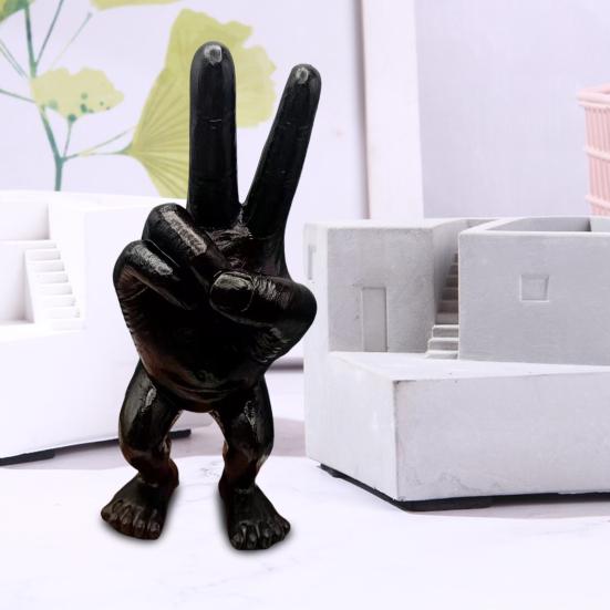 Статуэтка с двумя пальцами из смолы, скульптура в виде ножниц для домашнего офиса, книжной полки, украшение, рождественский фестиваль, подарок