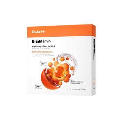Brightamin Bright Mask 1 лист x 5 пакетиков Bright sheet Vitamin Корейская дерматологическая косметика Dr.Jart+ / Прозрачность, упругость, эластичность, тусклость, кожа,