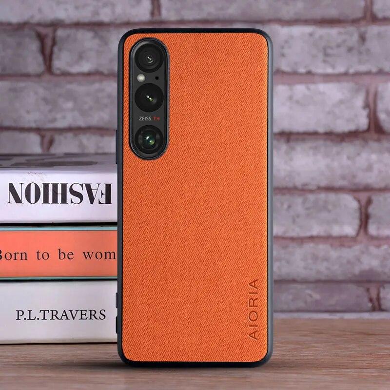 Case for Sony Xperia 1 V 10 V 5 V Coque Luxury Textile Leather Skin Soft Hard Phone Cover Funda for Sony Xperia 1 V Case Capa