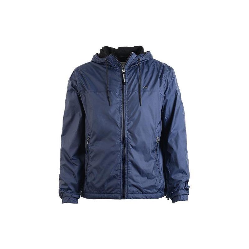 Calvin Klein Прочная ветрозащитная водонепроницаемая структурированная куртка Techwear с капюшоном и регулируемой талией для мужчин CM234687-NVY