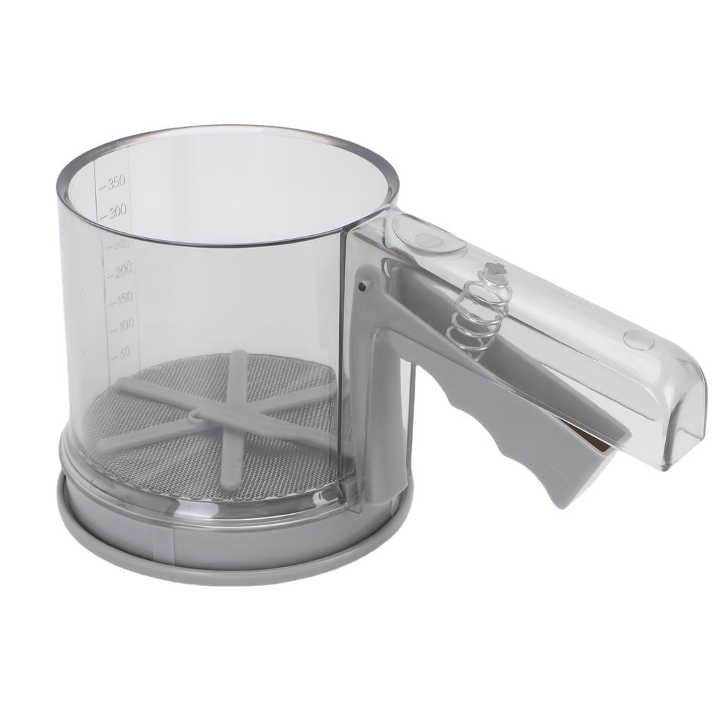  2 Layer Flour Sifter Baking Powder Sieve Stainless Steel Mesh One Hand Squeeze Mechanism for Flour Sugar Powder 