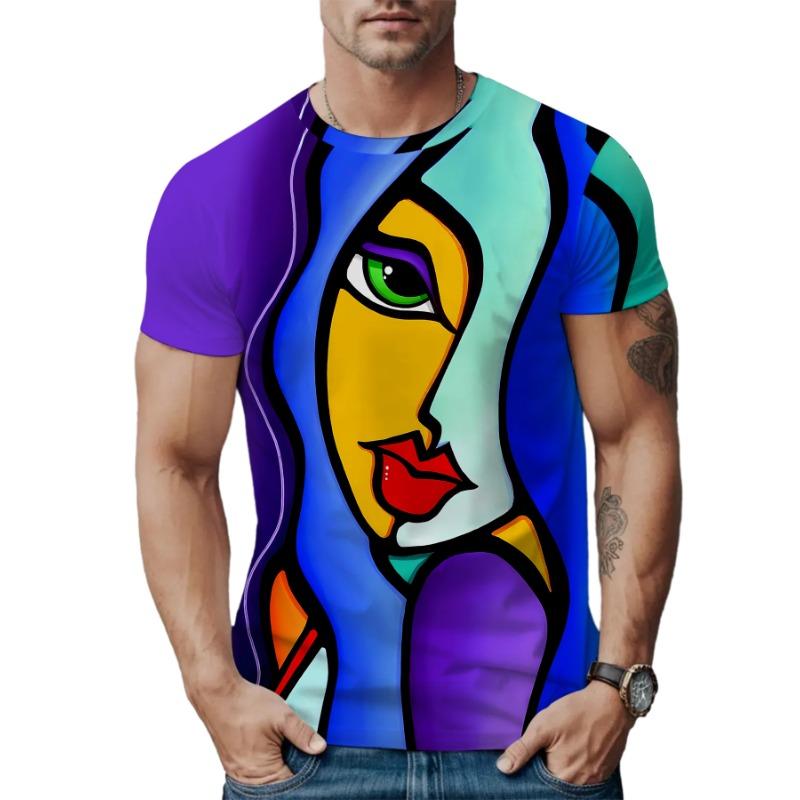 Новая мужская повседневная футболка с короткими рукавами, напечатанная на 3D-принтере, с персонализированным абстрактным и забавным узором