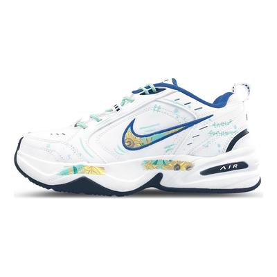 Air Monarch 4 Поддержка Покрытие Влагоотводящие Низкие Массивные Кроссовки Унисекс Белый Зеленый Синий 415445-102(Team116-M4)