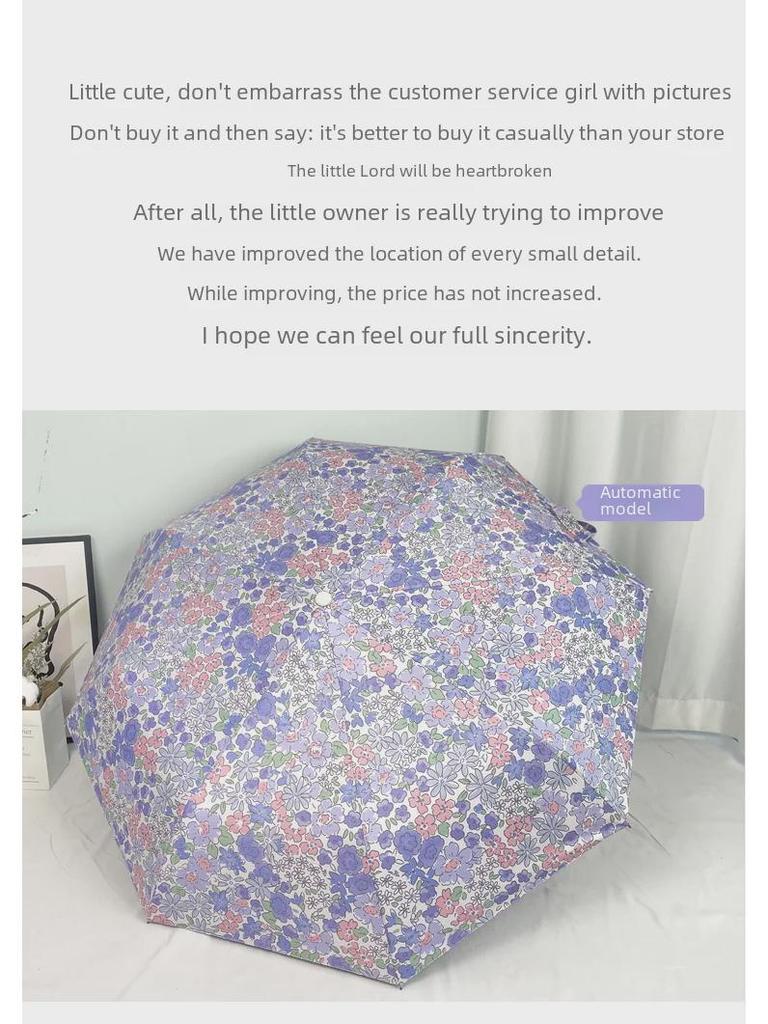 Dual-Purpose Floral Umbrella for Women: Automatic Folding, Sunscreen & UV Protection, Wind & Rain Resistant
