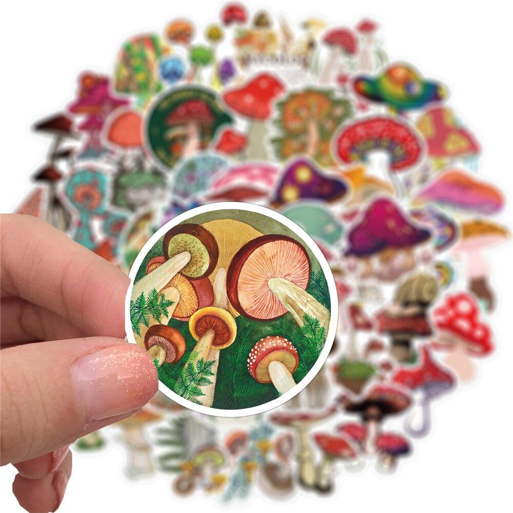 50pcs Cute Mushrooms Stickers Vinyl Waterproof Stickers for Kids Laptop Phone Toy Stickers Computer Motorcycle Decals