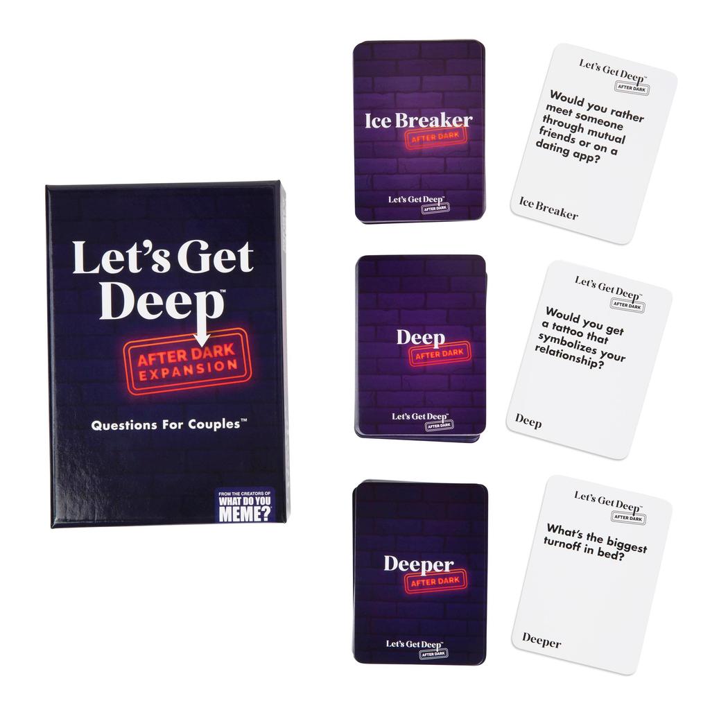 Get After Dark Expansion Pack Разработан как дополнение к Get Deep Core Party Game Игра на тему отношений, полная вопросов для пар Let's Deep –