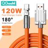 Вращающийся на 180° USB-кабель типа C для быстрой зарядки, 120 Вт, 6 А, жидкий силиконовый кабель, провод для Xiaomi, Huawei, Samsung, USB Bold, линия передачи данных