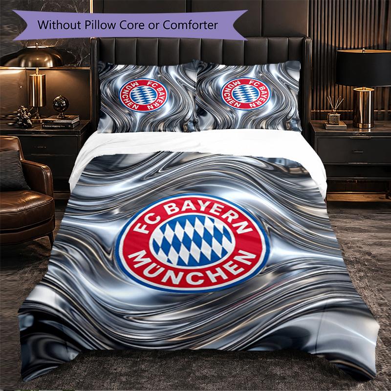 Bayern Munich Pattern 3 Pieces Bedding Set Soft Microfiber Duvet Cover with Pillow Cases for Bedroom